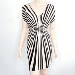 Remain Striped Dress V Neck Hourglass Illusion Sm